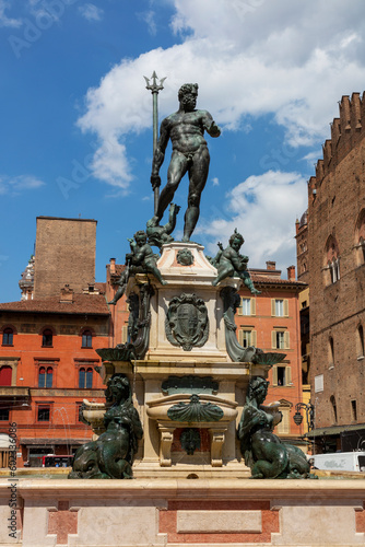 Fountain of Neptune in the historic old town, Bologna, Emilia - Romagna, Italy