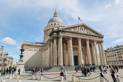 Paris, France - 16 April 2023: The Panthéon, a famous monument in the 5th arrondissement of Paris, France.