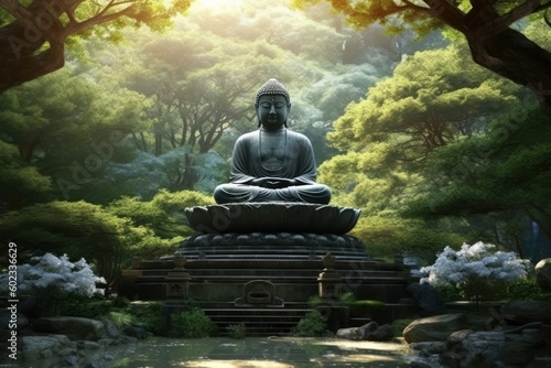 Buddha statue in the garden, generative ai © AI BLONDY