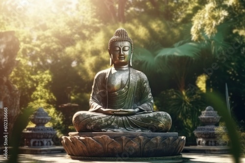 Buddha statue in the garden  generative ai
