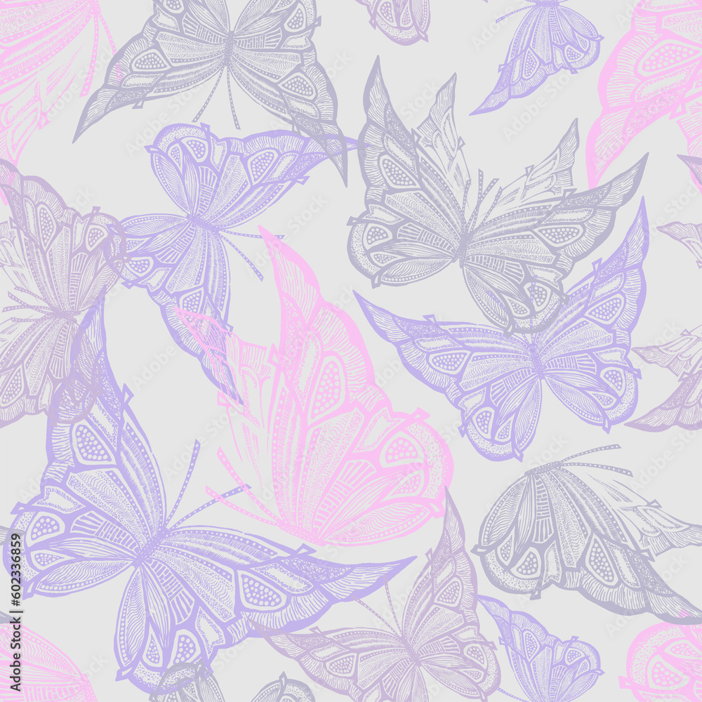 Flying butterflies graphic seamless pattern