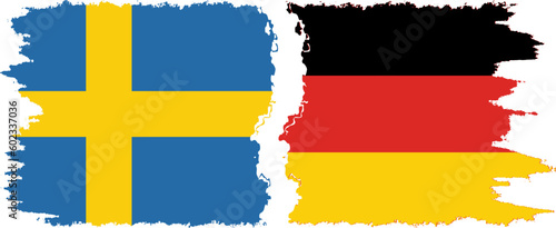 Germany and Sweden grunge flags connection vector