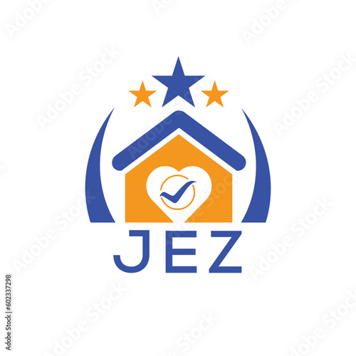 JEZ House logo Letter logo and star icon. Blue vector image on white background. KJG house Monogram home logo picture design and best business icon. 
