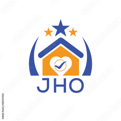 JHO House logo Letter logo and star icon. Blue vector image on white background. KJG house Monogram home logo picture design and best business icon. 
