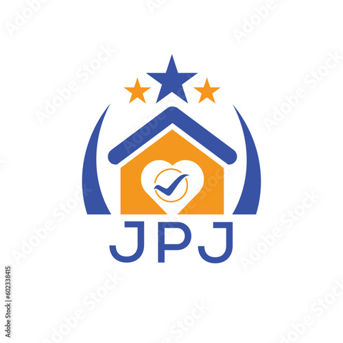 JPJ House logo Letter logo and star icon. Blue vector image on white background. KJG house Monogram home logo picture design and best business icon. 
 photo