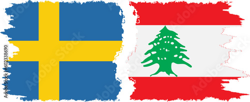 Canvas Print Lebanon and Sweden grunge flags connection vector