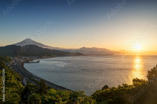 Mt. Fuji seen from Satta Toge pass at sunrise, Shimizu, Shizuoka