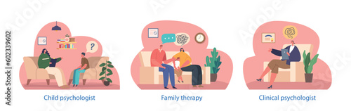 Isolated Elements with Parents And Child Visit Clinical Psychologist To Discuss Concerns And Seek Guidance for Problem