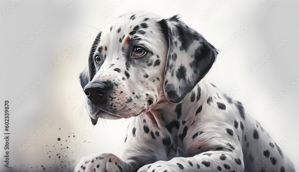 Watercolor Cute Dalmatian. Generative AI.