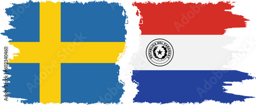 Paraguay and Sweden grunge flags connection vector