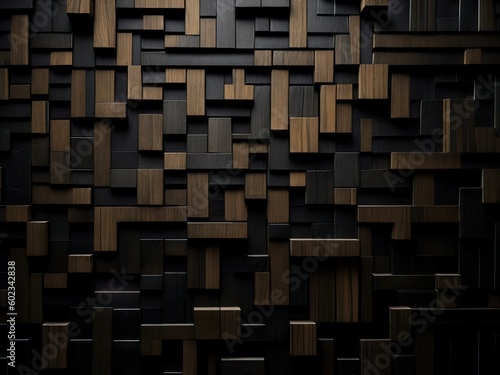 Tiled wall in the style of a timber wall. ai generative
