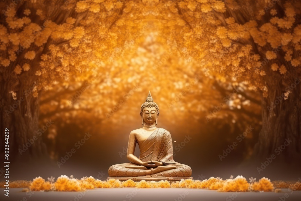 Golden buddha statue, generative ai Golden buddha statue, generative ai