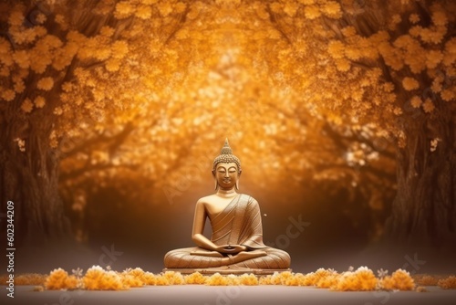 Golden buddha statue  generative ai