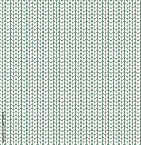Green And White Realistic Simple Knit Texture Pattern. Woolen Sweater, Pullover Winter Fabric Pattern