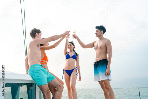 Happy couple person on yach...