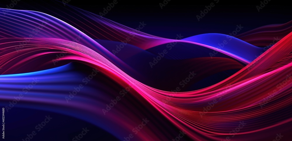 Naklejka premium Purple and blue wave color background, generative ai