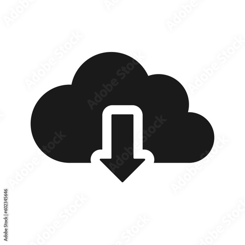 Cloud download and upload icon. download cloud arrow. shape style icon. Download cloud computing. filled vector sign. Download symbol.