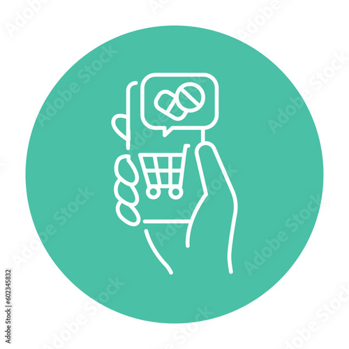 Online purchase medicines color line icon. Pictogram for web page