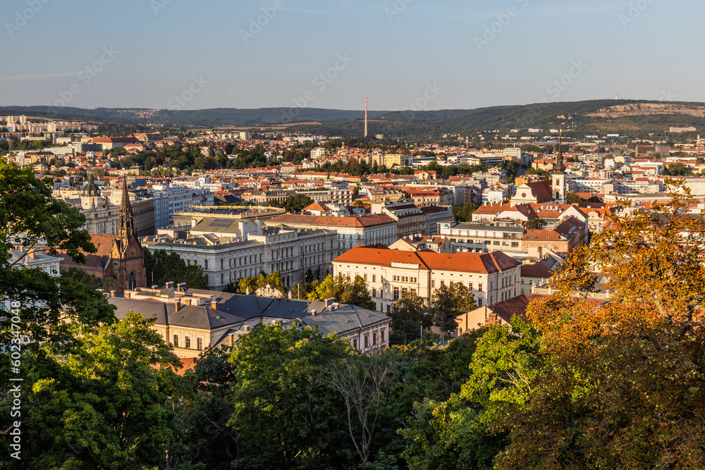 Aerial view of the old town in Brno, Czech Republic