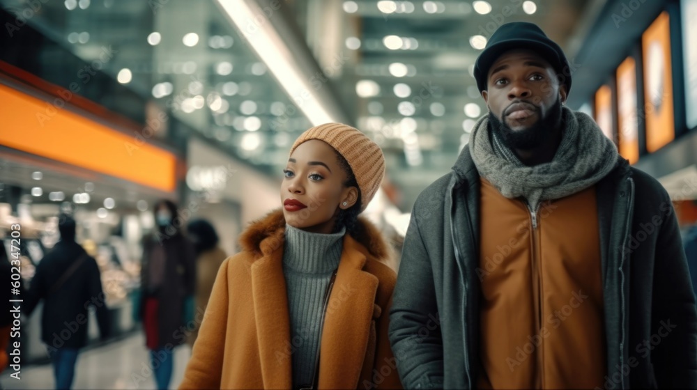 Black Couple at the Mall - Generative AI Black Couple at the Mall - Generative AI