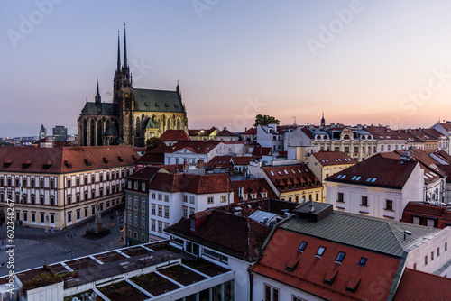 Evening skyline of Brno, Czech Republic
