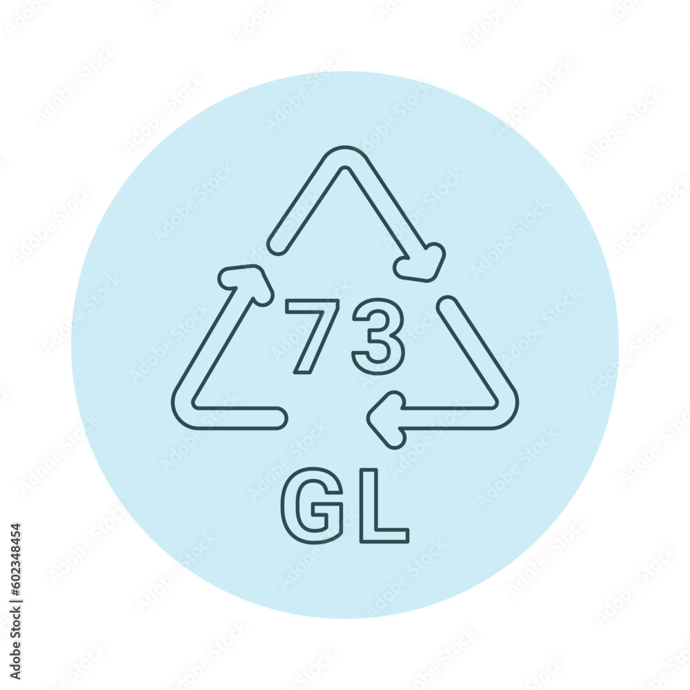 Glass recycling code GL 73 line icon. Consumption code. Glass recycling code GL 73 line icon. Consumption code.