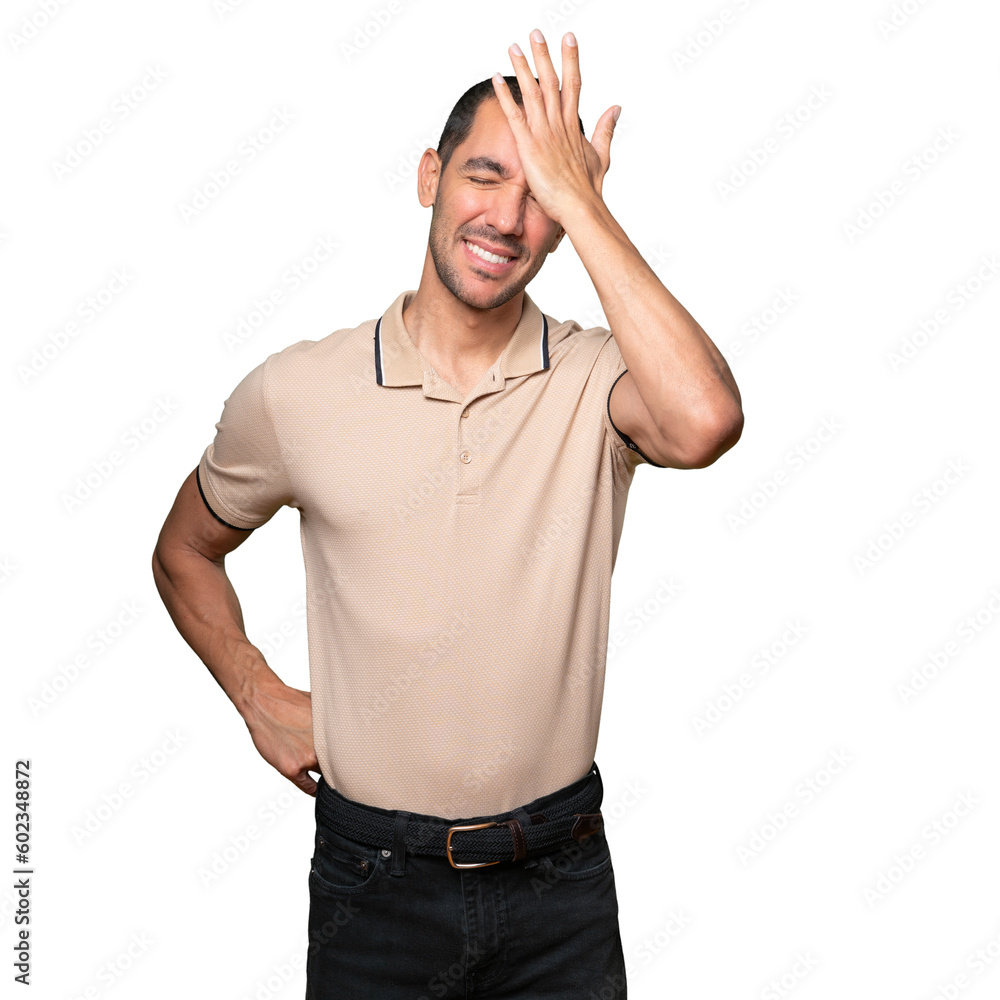 Fototapeta premium Concerned young man who made a mistake