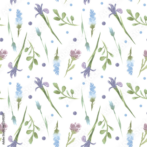 seamless abstract flowers watercolor wallpaper pattern on background