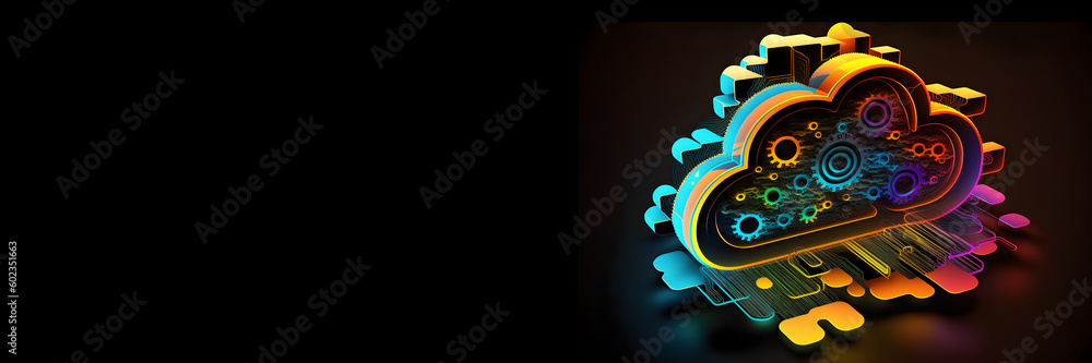 Obraz premium Abstract cloud computing technological cyberspace, Banner Background