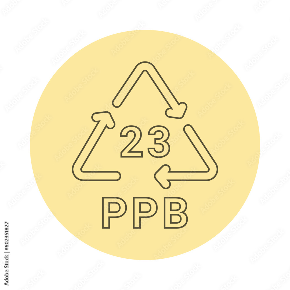 Paper recycling code PPB 23 line icon. Consumption code.
