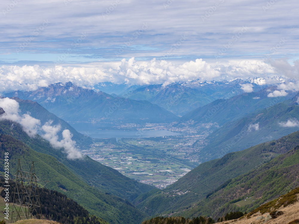 View of Mesolcina valley from the alps between Switzerland and Italy