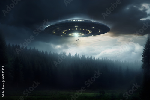 ufo in the sky during nighttime. 