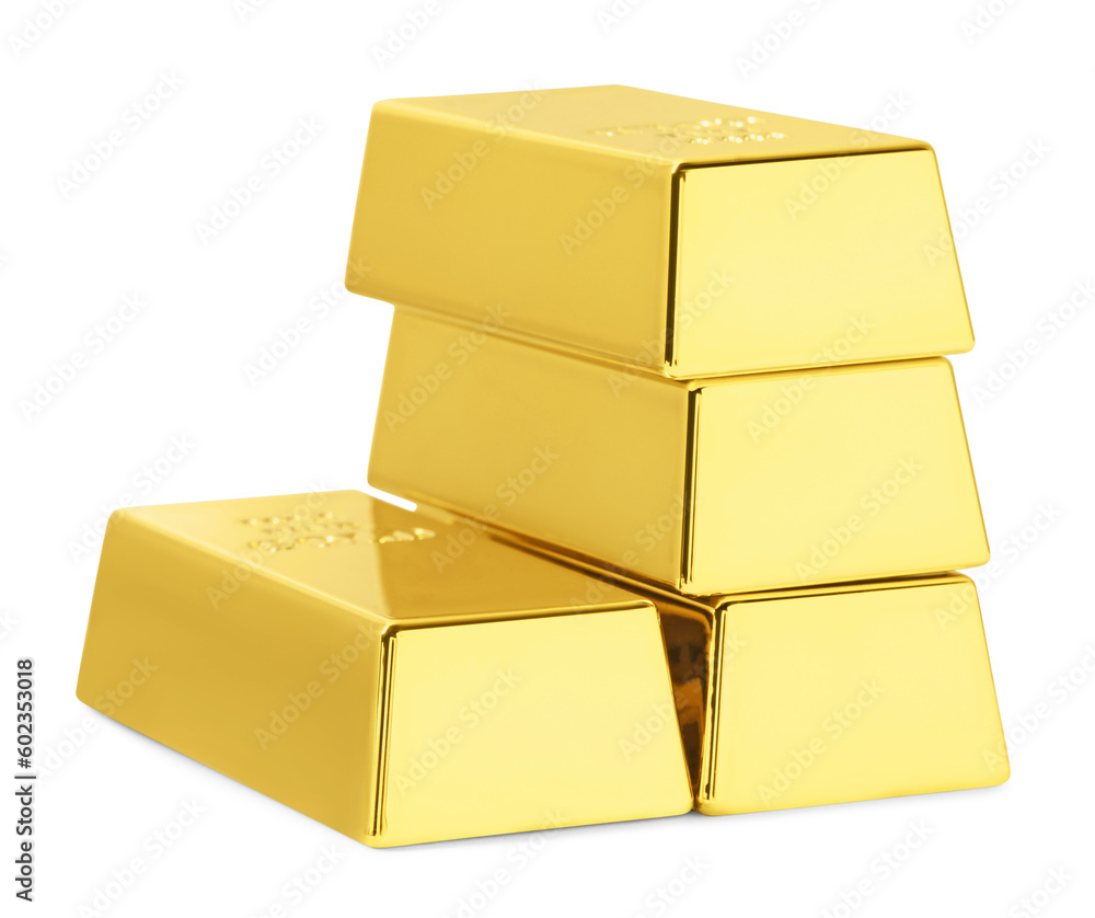 Stack of shiny gold bars isolated on white Stack of shiny gold bars isolated on white
