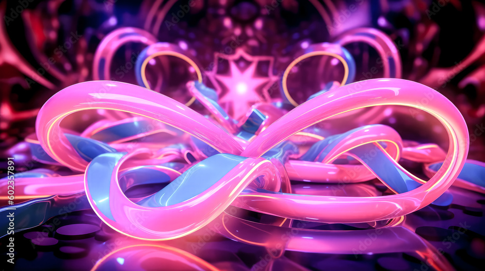 An abstract neon background with a wavy glowing ribbon was created - generative ai.