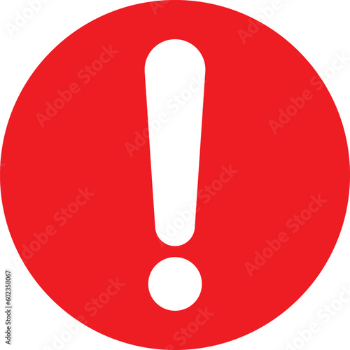 red exclamation mark icon circle isolated on white background. vector illustration