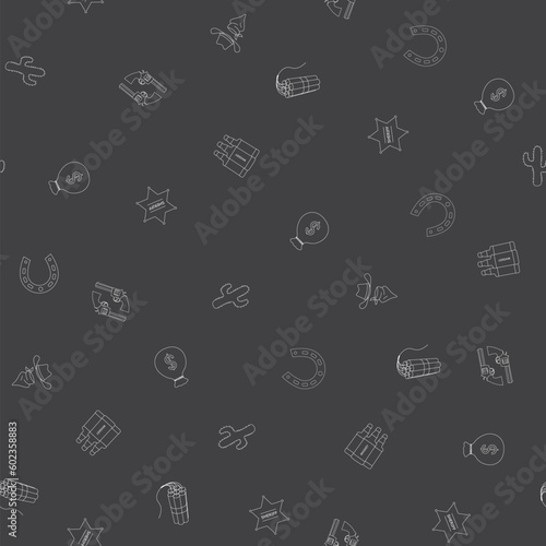 Cowboy hand drawn Seamless Pattern Background