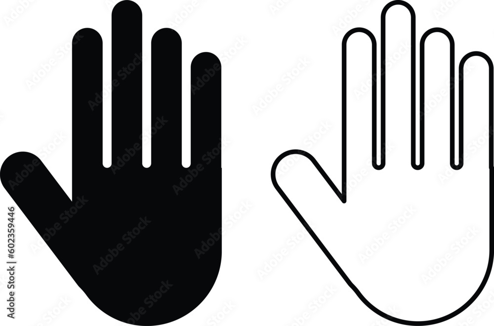 hand icon set vector in two styles isolated on white background . stop hand icon hand icon set vector in two styles isolated on white background . stop hand icon
