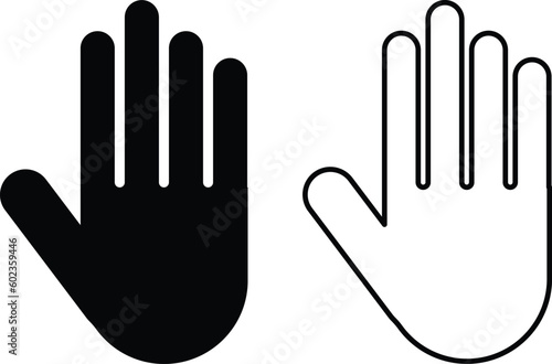 hand icon set vector in two styles isolated on white background . stop hand icon