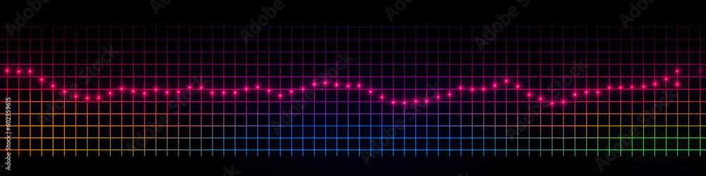 Neon dot matrix panorama background with vibrant mint green and magenta digital sparkles on black, generative AI panoramic banner Neon dot matrix panorama background with vibrant mint green and magenta digital sparkles on black, generative AI panoramic banner