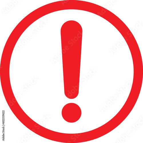 red warning icon vector illustration Isolated on a White Background . hazard warning circle sign with exclamation mark . attention sign