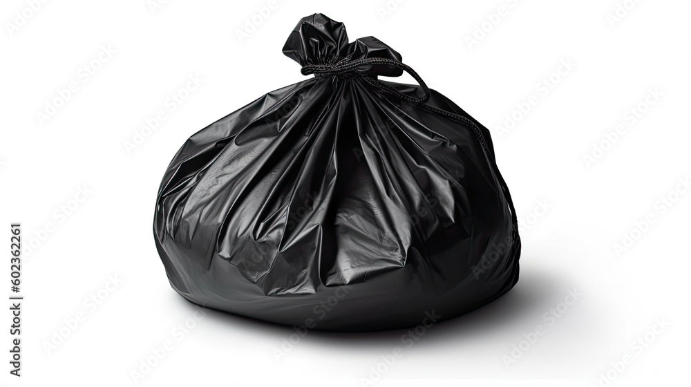 black garbage bag isolated on white created with Generative AI technology
