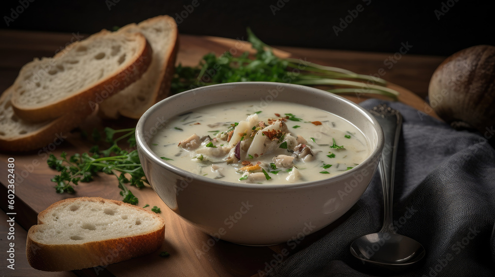 Clam Chowder created with Generative AI technology Clam Chowder created with Generative AI technology