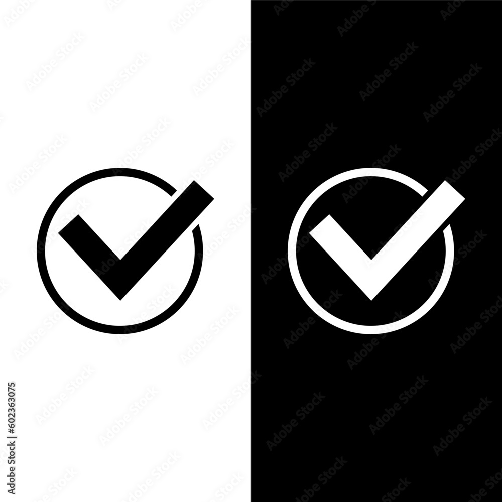 black and white check mark icon Stock Vector | Adobe Stock