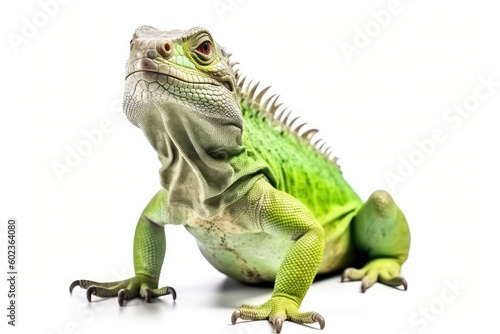 Happy green  iguana isolated created with Generative AI technology © Poprock3d