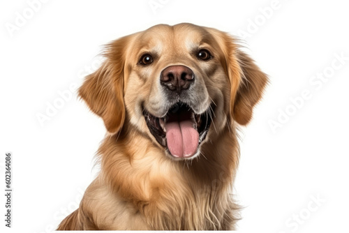 Happy dog isolated on white created with Generative AI technology