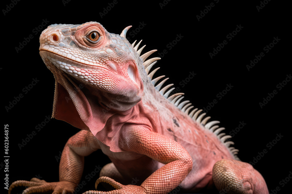 Fototapeta premium pink iguana isolated created with Generative AI technology