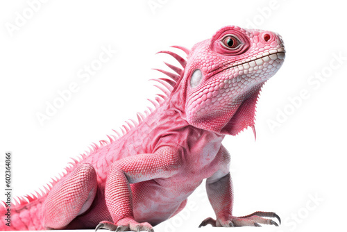 pink iguana isolated created with Generative AI technology