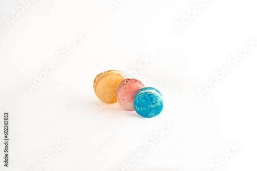 Colorful macrons on white background