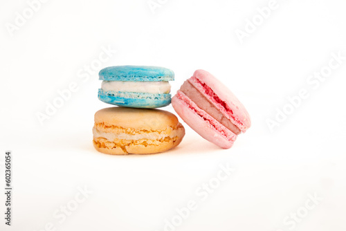 Colorful macrons on white background