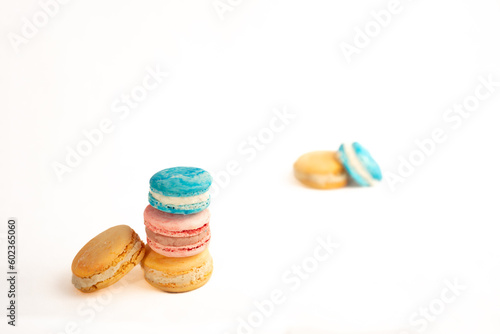 Colorful macrons on white background